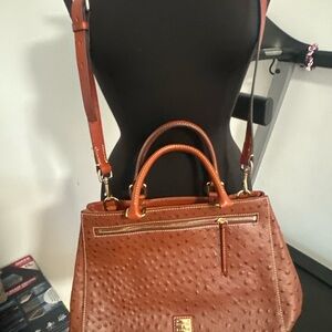 Dooney & Bourke Brown Crossbody Bag with Adjustable Strap and Gold Hardware